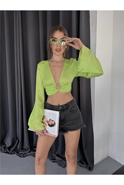 Wear Up ΣΑΤΕΝ ΜΠΛΟΥΖΑ ΜΕ ΛΕΠΤΟΜΕΡΗ ΠΟΥΛΙΕΡΑ - Πράσινη