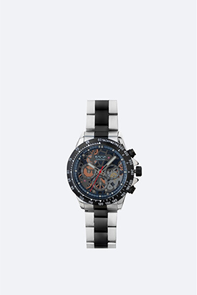 Avva Men's Black - Silver Gift Boxed Metal Band Wrist Watch B009023