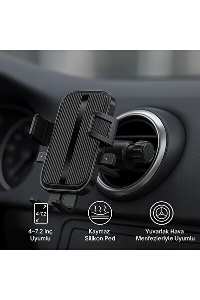Polham Yuvarlak Havalandırma Uyumlu Araç İçi Telefon Tutucu, Sarsılmaz, Titre...