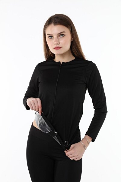 FİT1BEDEN Sauna de dimensiuni plus mari, cu mânecă lungă, cu fermoar, costum ...