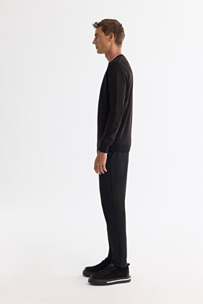 Avva Men's Black Textured Basic Sweater E 005109