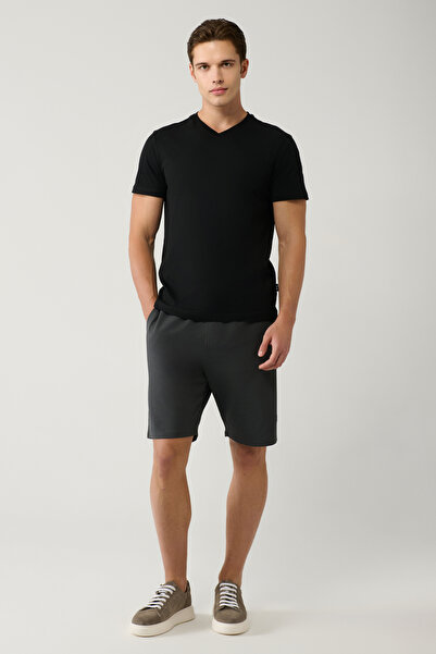 Avva Erkek Antrasit Yandan Cepli Örme Pamuklu 2 İplik Günlük Relaxed Fit Şort E003602