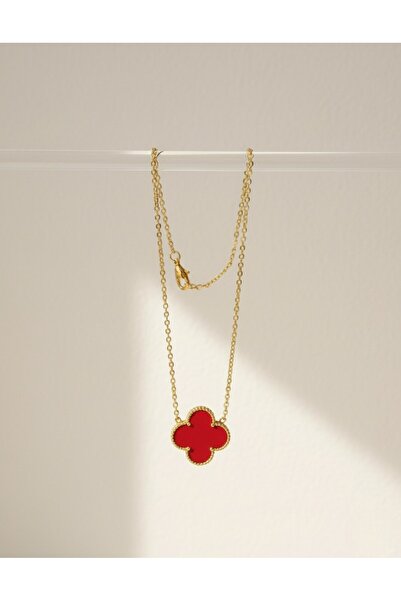 GLOW LUXE 316L Steel Red Color Stainless Stylish Design Necklace