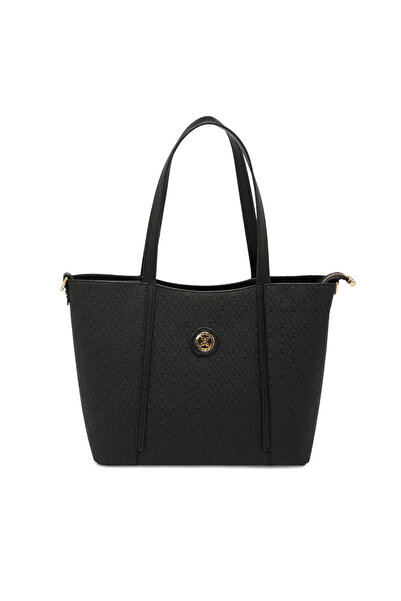 Tergan Siyah Print Kadın Omuz Çantası - S1WPR0000804-R0P