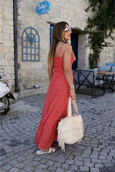 GE TİCARET Red Skirt Ruffle Dress