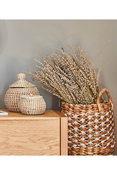 KANCAEV Box, Wicker, Round with lid, Large, Diameter: 22cm. Load:15cm.