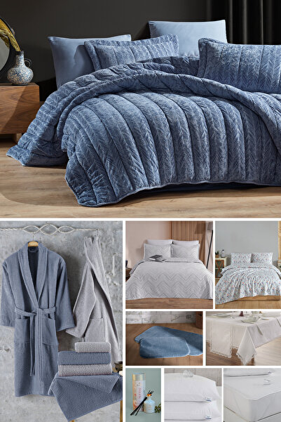 Elart Çeyiz Paketi 48 Parça Kadife Comfort Royal Mavi