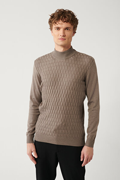Avva Ανδρικό πλεκτό πουλόβερ με μισό ζιβάγκο βιζόν E 005106