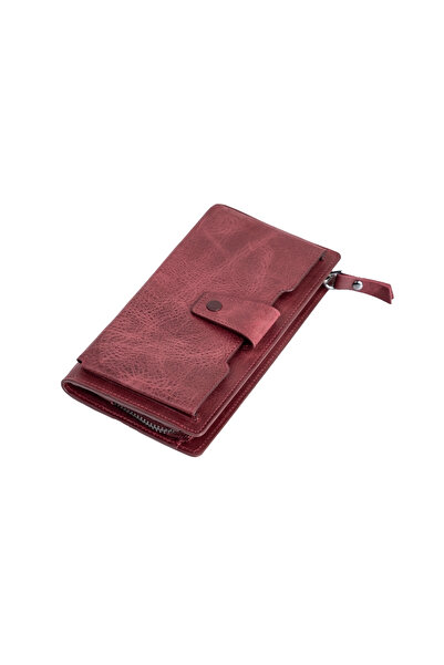 MFT Leather Design محفظة للجنسين من الجلد الطبيعي مع حجرة للهاتف