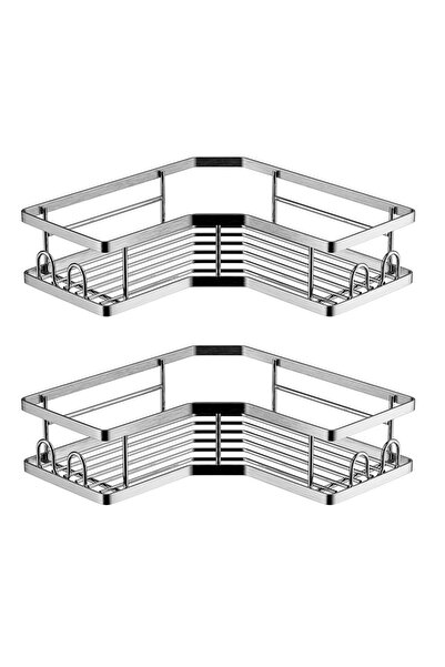 Generic حامل دش زاوية منظم للحمام مصنوع من الفولاذ المقاوم للصدأ، بدون حفر (فضي)