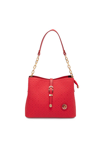Tergan Kırmızı Print Kadın Omuz Çantası - S1WPR0000802-S4R