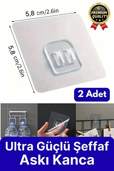 Svein 2 Adet Ultra Güçlü Suya Dayanıklı Şeffaf İz Bırakmaz Mutfak Banyo Raf T...