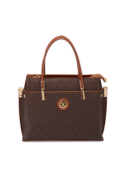 Tergan Kahve Print Kadın Omuz Çantası - S1WPR0000803-R1P