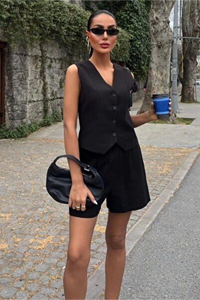 THE VOLER Vest Shorts Flared Linen Suit 10133-17