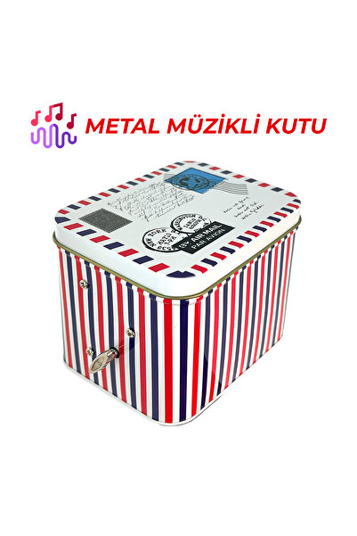 mystylee Post Card Metal Müzikli Kutu | Kurmalı, Posta Kartı Temalı Dekoratif...