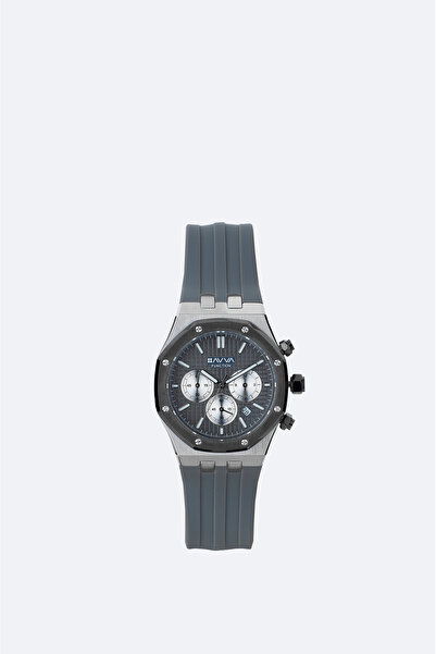 Avva Men's Grey Gift Boxed Silicone Cord Wrist Watch B009027