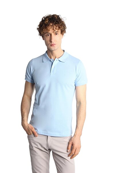 İgs Чоловічий синій поло з коміром, сучасний крій, футболка - вузький крій