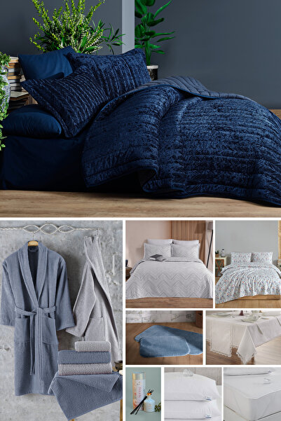 Elart Velvet Seçmeli Çeyiz Seti 48 Parça Lacivert