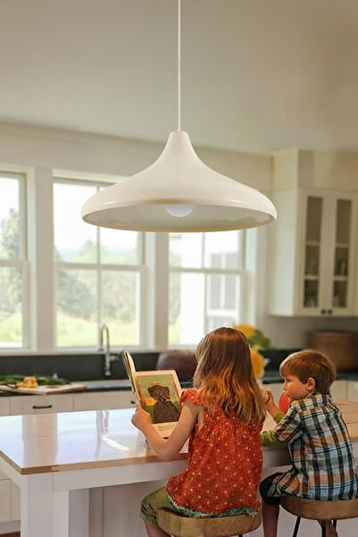 Marrien Nova Krem Metal Sarkıt (35 cm) | Yemek Masası Üstü Avize | Mutfak & Salon Aydınlatması