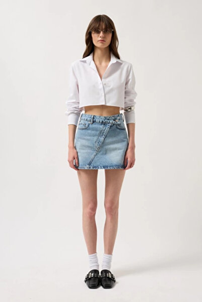 Wear Up Asymmetrical Belt Denim Mini Skirt