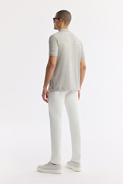 Avva Men's Gray Polo Neck Jacquard Elastane Regular Fit T-Shirt A51Y1059