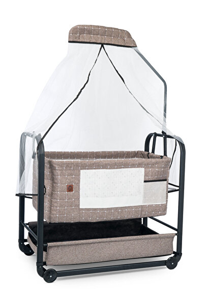 Bebelovv Elegance Beşik Keten Kumaş Profil Sallanabilir Portatif Anne Yanı Ci...