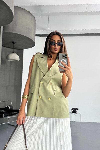 Lady Moss VESTĂ DE IN CU BUTONURI AURII - Verde