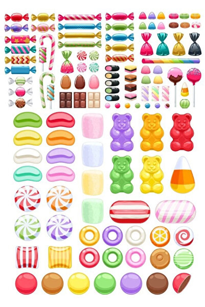 Reysa Tasarım مجموعة ملصقات الحلوى 30 قطعة للهاتف والكمبيوتر اللوحي والكمبيوت...