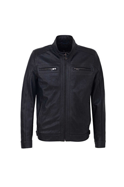 Tergan Lacivert Hakiki Deri Erkek Hakiki Deri Mont - E23KDM310542-Q4P