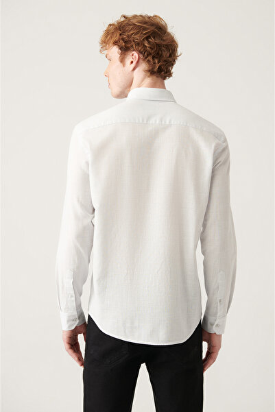 Avva Graues Herrenhemd aus strukturiertem Leinen E002141