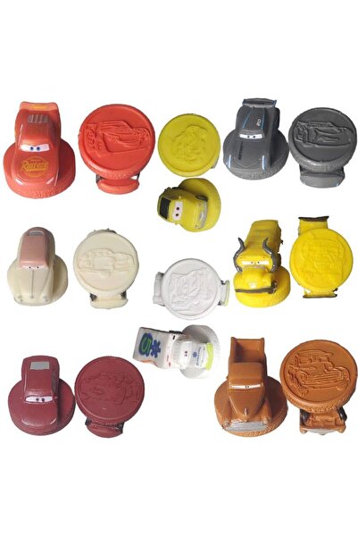 Disney Set 8 Figurine Stampeez Cars, Cars 3, V1, Fulger McQueen cu Sticker