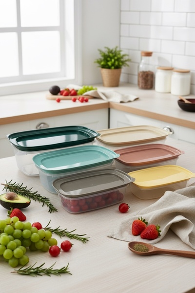 EVLE 6 Piece Plastic Storage Container Set