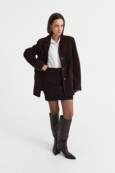 HYPNOTIC HUMAN Kısa Deri Suet Etek