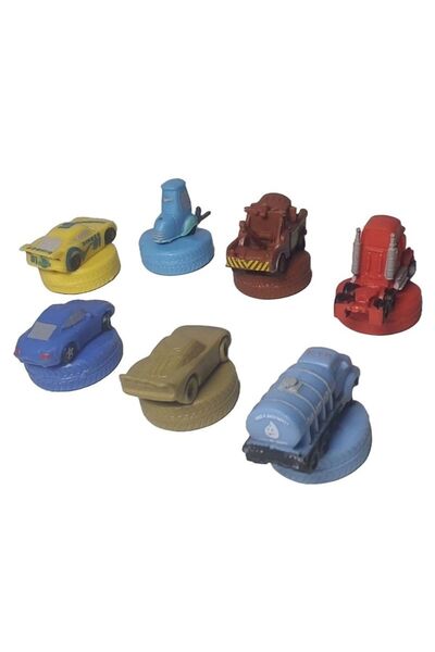 Disney Set 7 Figurine Stampeez Cars, Cars 3, V2, Bucsa Fulger McQueen cu Sticker