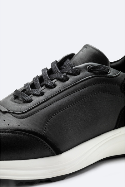 Avva Erkek Siyah %100 Deri Esnek Taban Hafif Casual Ayakkabı B008010