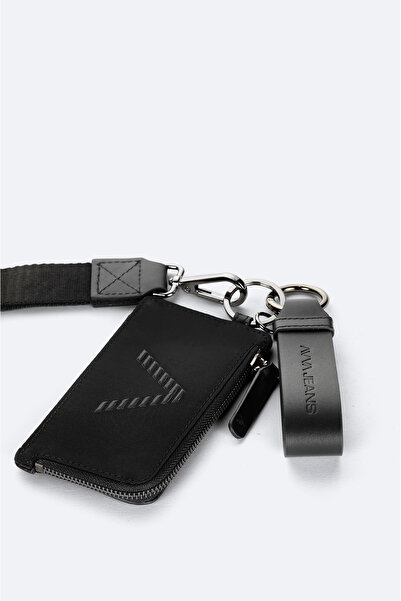 Avva محفظة جلدية سوداء للرجال - مع حزام، صندوق هدايا، 100% جلد B 009565