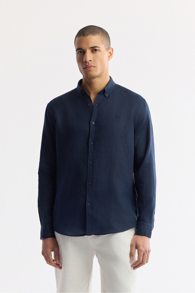 Avva Ανδρικό σορτς σε ανοιχτό λευκό χρώμα με ελαστική μέση από λινό μείγμα Relaxed Fit B003731