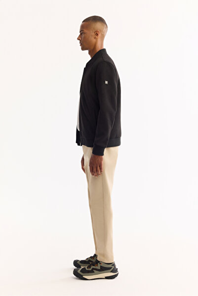 Avva Ανδρικό παλτό με μαύρο γιακά Bomber με υφή σουέτ, εποχιακό Comfort Fit B006045