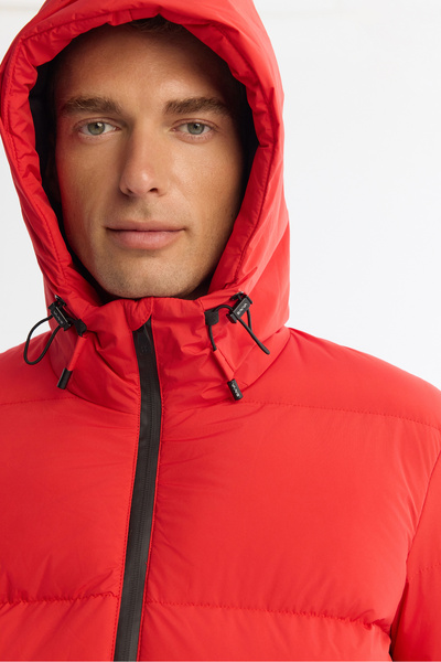 Avva Men's Red Hooded Water Repellent Windproof -5 ° C Durable Inflatable Comfort Fit Coat B006046