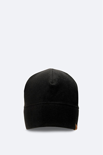 Avva Men's Black Fleece Basic Neck Collar Beanie and Gloves Set B 009250