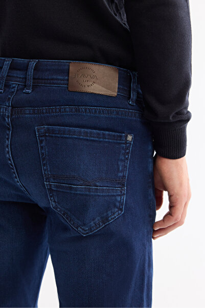 Avva Men's Indigo Antique Wash Flexible Jean Trousers B 003521