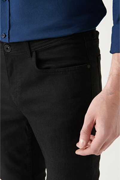 Avva Ανδρικό μαύρο ελαστικό τζιν παντελόνι B 003502