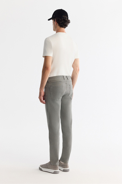 Avva Ανδρικό παντελόνι τζιν ανοιχτόχρωμο χακί, αντίκα, ελαστικό, Berlin Slim Fit B003524