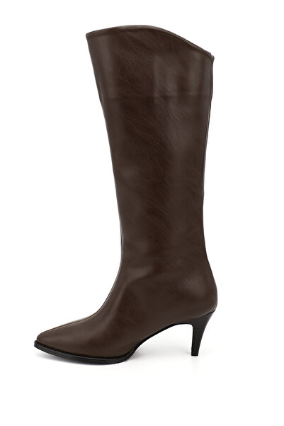 GÖNDERİ(R) Γυναικείες/Κοριτσίστικες μπότες με λεπτό τακούνι σε καφέ χρώμα