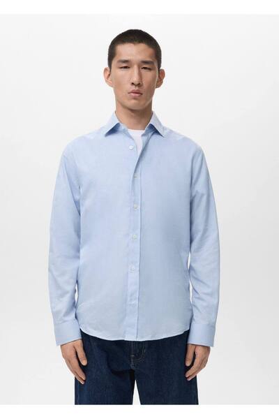 MANGO Man Regular kesim %100 pamuklu flanel gömlek