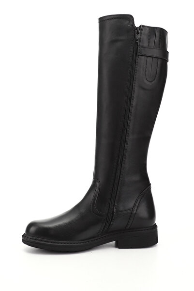 GÖNDERİ(R) Dámské/dívčí černé kozačky na zip s gumovou podrážkou z pravé kůže