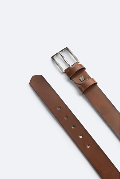 Avva Men's Brown 100% Leather Classic Buckle Belt A51Y9306