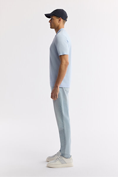 Avva Ανδρικό μπλουζάκι με λαιμόκοψη πόλο σε ανοιχτό μπλε χρώμα Basic Rayon Knitwear Regular Fit T-Shirt A51Y5035