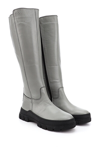 GÖNDERİ(R) Women/Girls Gray Zippered Rubber Sole Genuine Leather Boots