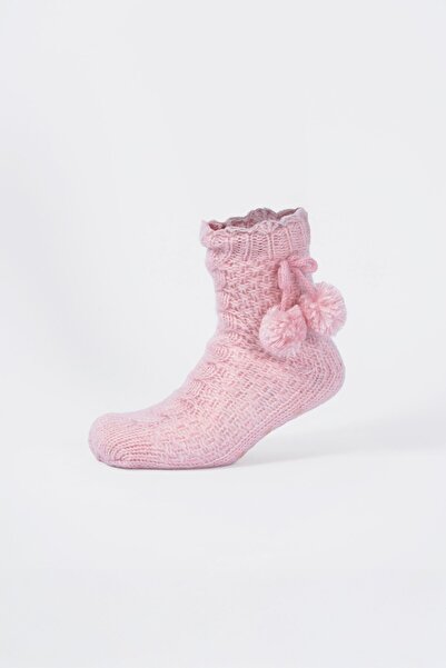 TOP TO HEEL İçi Peluş Kaydırmaz Taban Ponponlu Kışlık Ev Çorabı / Ev Botu / U...